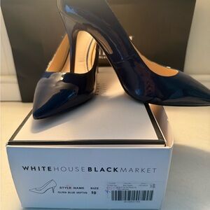 White House Black Market Blue Patent Leather Heels